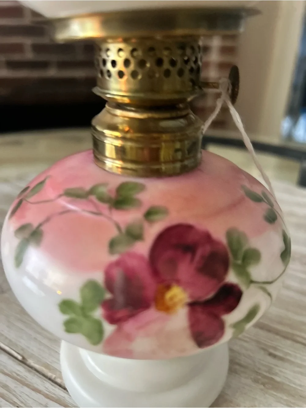 Fostoria Glass Pink Floral Glass Lantern